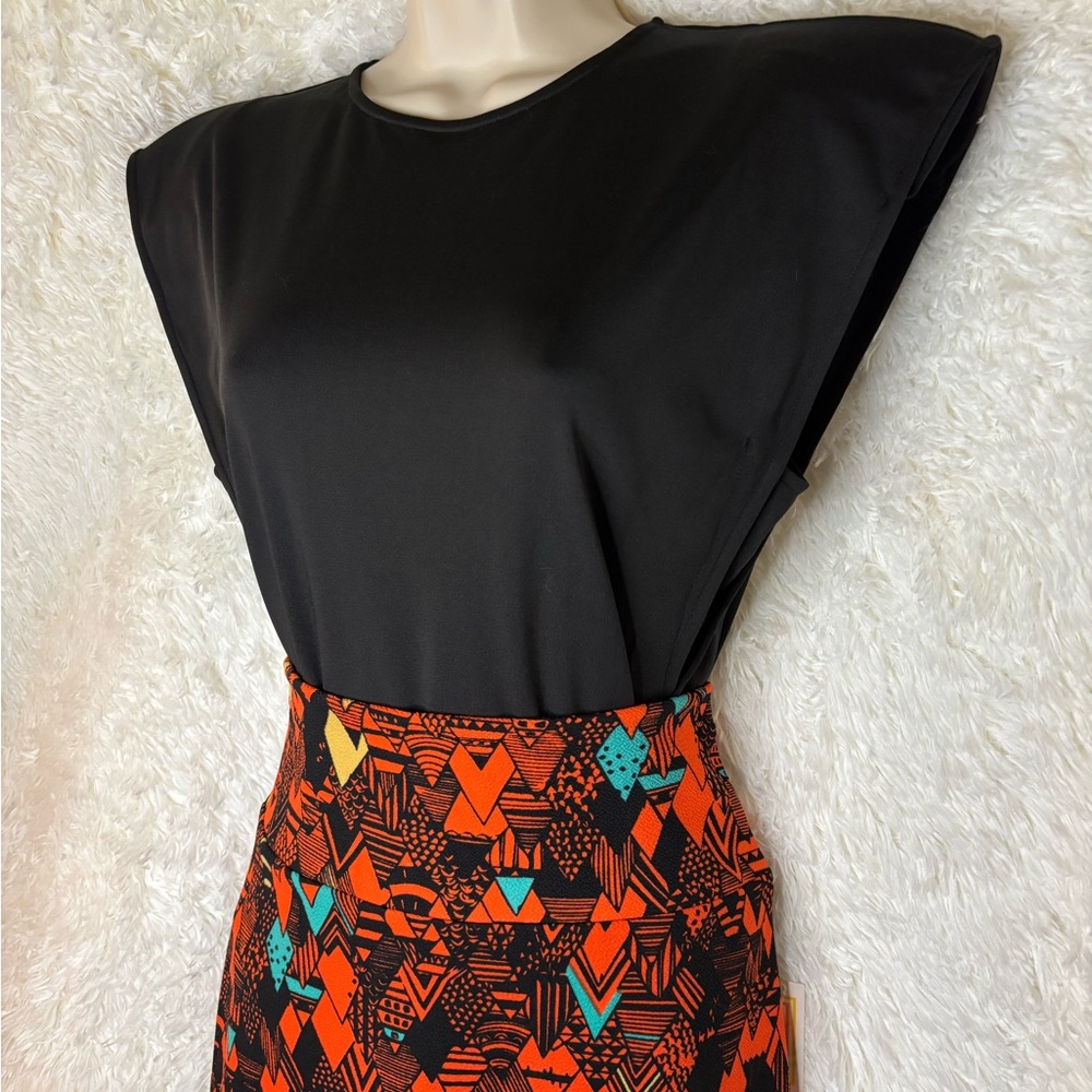 Lula Roe Cassie Pencil Skirt Vibrant Geometric Print Skirt